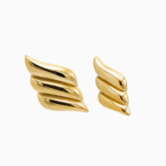 NEW~ Anthropologie Adina Eden Solid Triple Wave On The Ear Stud Gold Earring - Picture 2 of 8